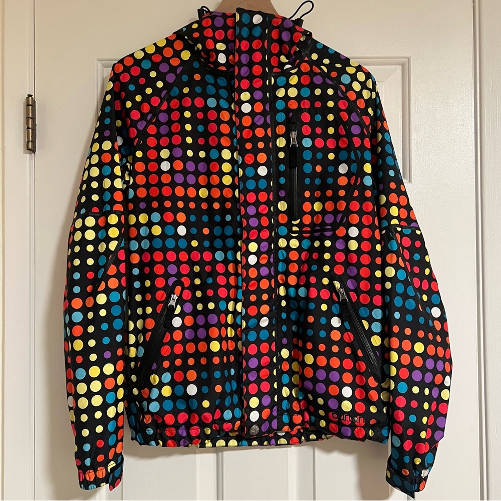 Burton Polka Dot Colorful Patterned Outer Shell Jacket Rare Vintage Size Medium